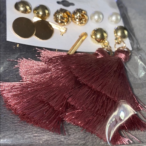 Pink Earring Tassel Set - Picture 2 of 2